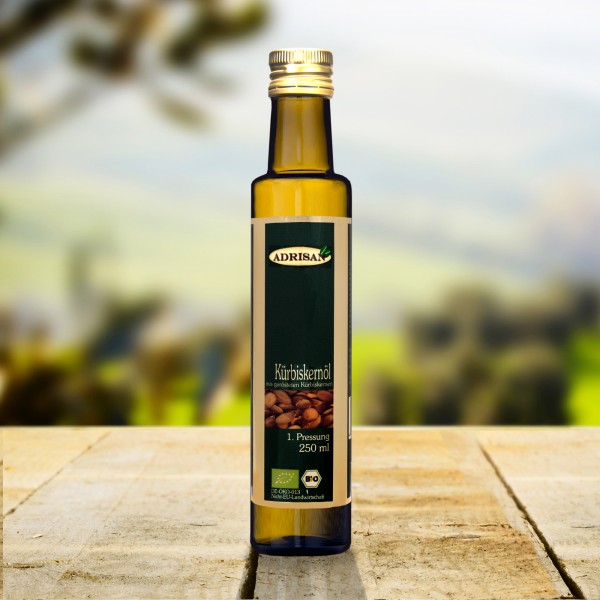 BIO Kürbiskernöl ungeröstet, 250ml Glasflasche, DE-ÖKO-013