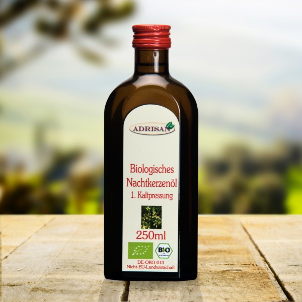 Nachtkerzenöl ADRISAN, 1. Kaltpressung BIO / 250ml Glasflasche / DE-ÖKO-013