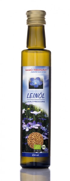 Lucia's frisches BIO Leinöl, 250 ml Glasflasche
